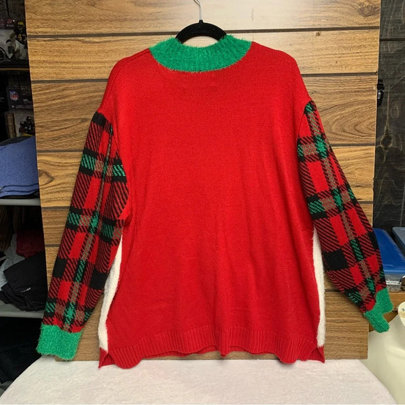 Merry & Bright Christmas sweater size 1X lots of sparkle and bells - Picture 2 of 5